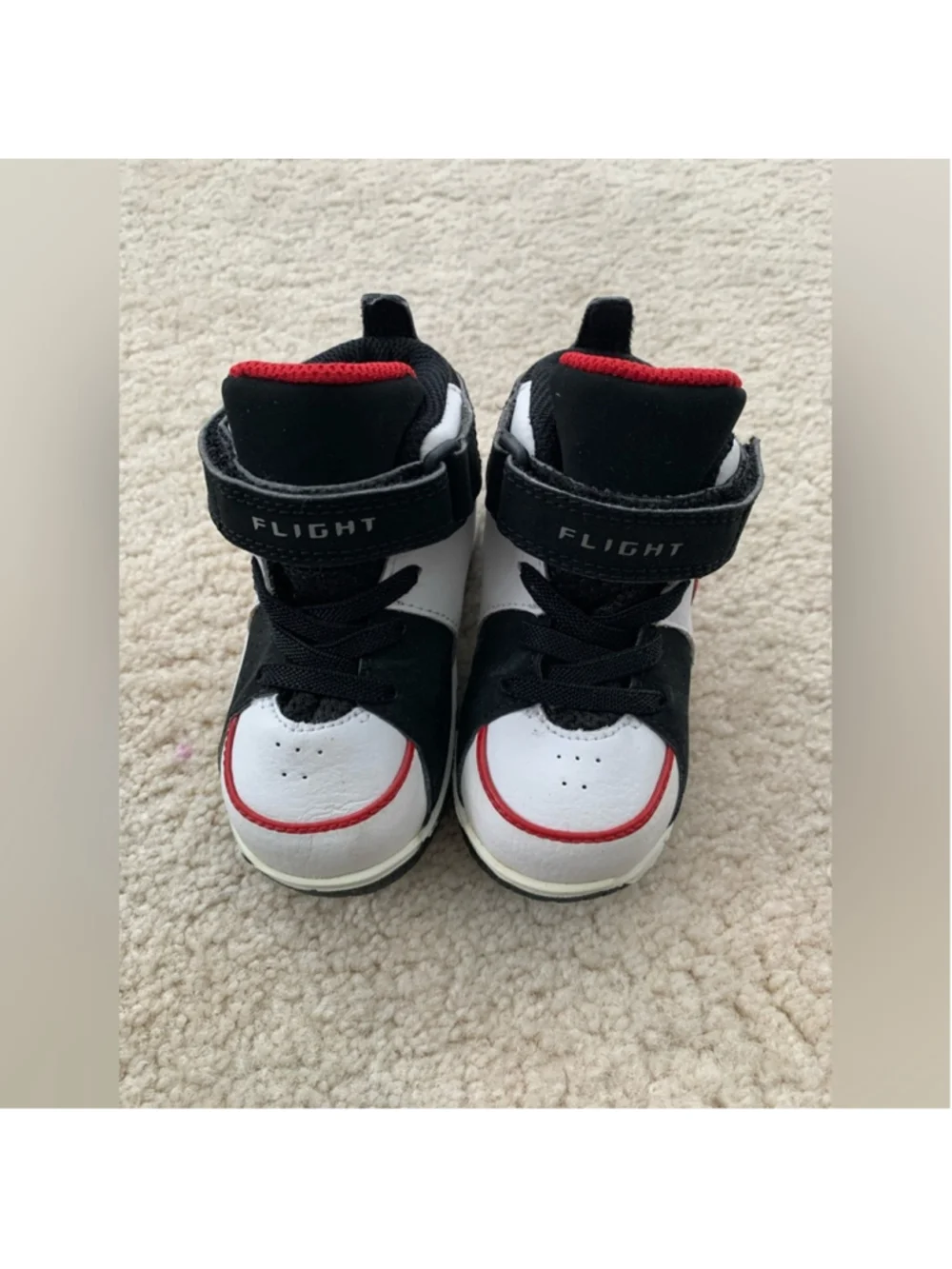Nike Toddler Size 5.5 Black and White Flight High Top Athletic Sneakers